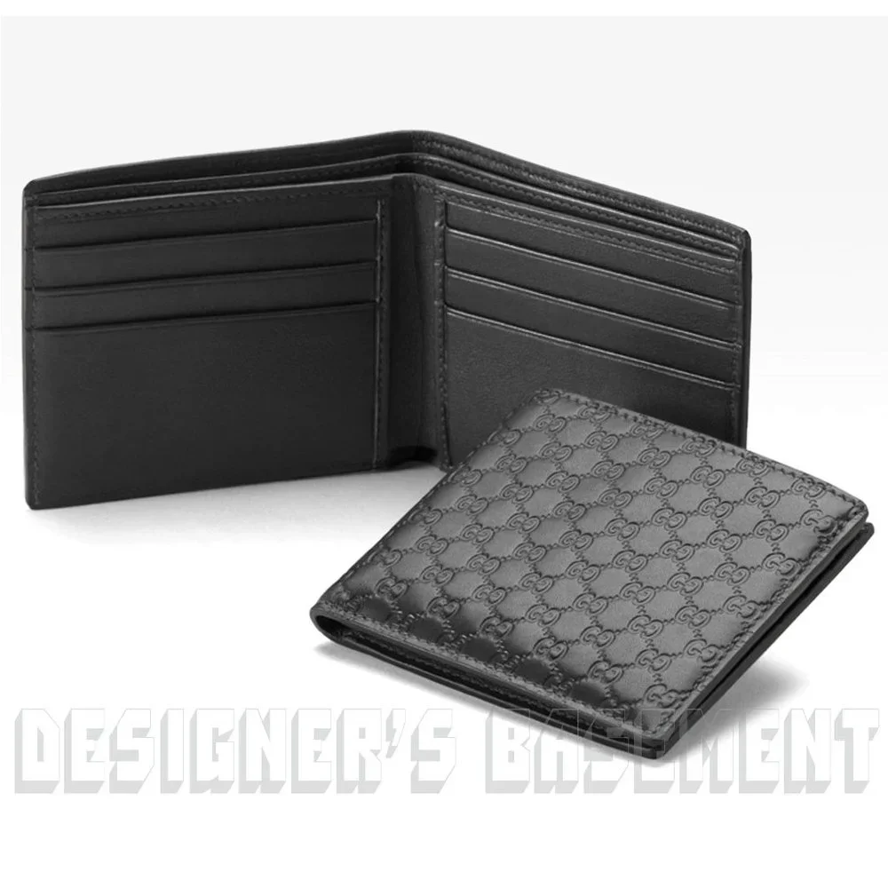 GUCCI Mens black Leather MICRO GUCCISSIMA GG embossed Bi-fold wallet new in Box!